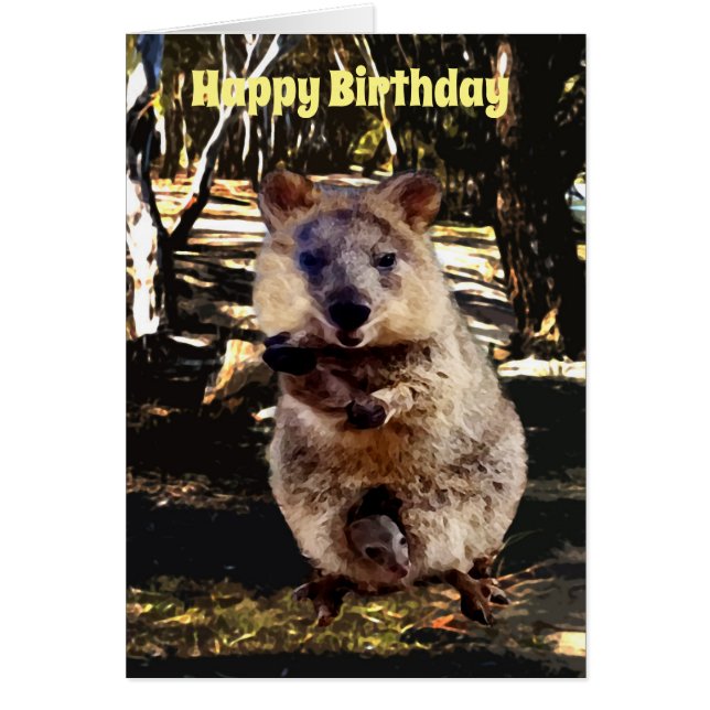 Acuarela de Quokka para mamás, tarjeta de cumpleañ (Frente)