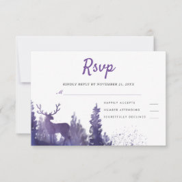 Acuarela de reno Boda violeta de invierno RSVP
