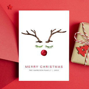 Acuarela de reno Mínima Feliz Navidad