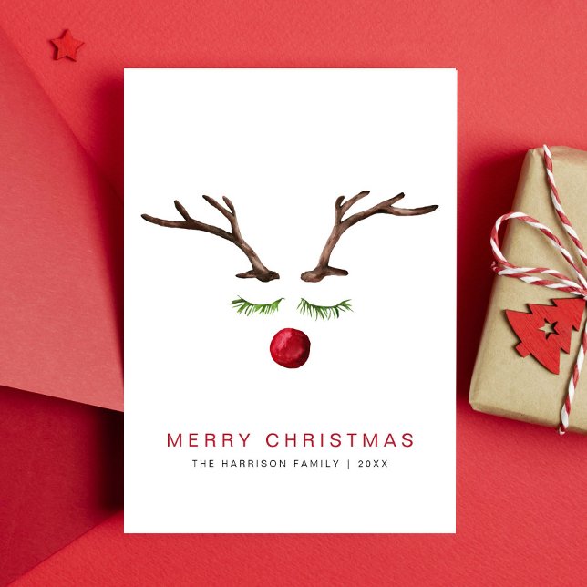 Acuarela de reno Mínima Feliz Navidad (Subido por el creador)