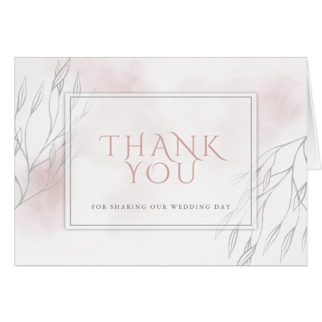 Acuarela de Rosa de coral y rama de guiso gris (Anverso (Horizontal))