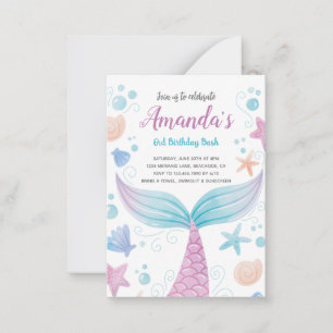 Acuarela de sirena Invitación de cumpleaños