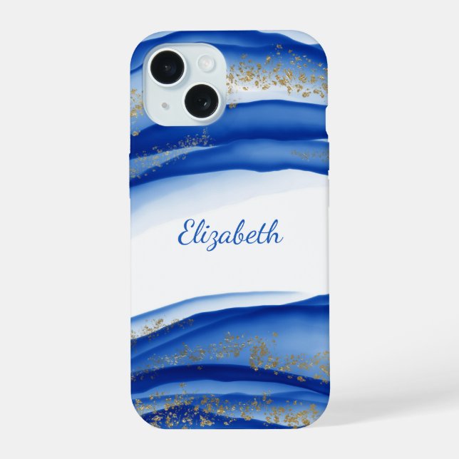 Acuarela de tinta azul dorada blanca personalizada (Reverso )