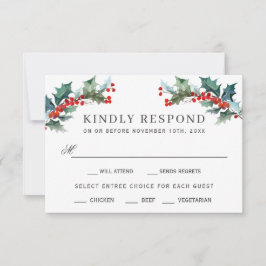 Acuarela de verdor de vacaciones RSVP con árboles