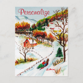 Acuarela del navidad de la montaña del paseo del