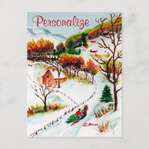 Acuarela del navidad de la montaña del paseo del