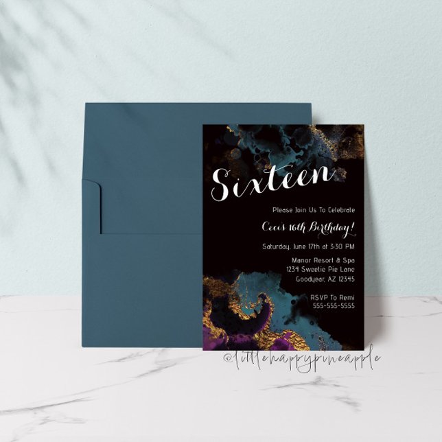 Acuarela Dieciséis invitaciones de cumpleaños (Subido por el creador)