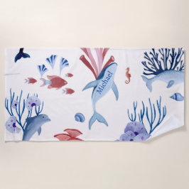 Acuarela Dolphins Ballenas Toalla de Playa Subacuá