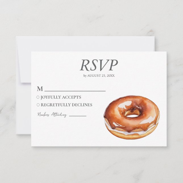 Acuarela Donut RSVP Boda de tarjetas Dulce (Anverso)