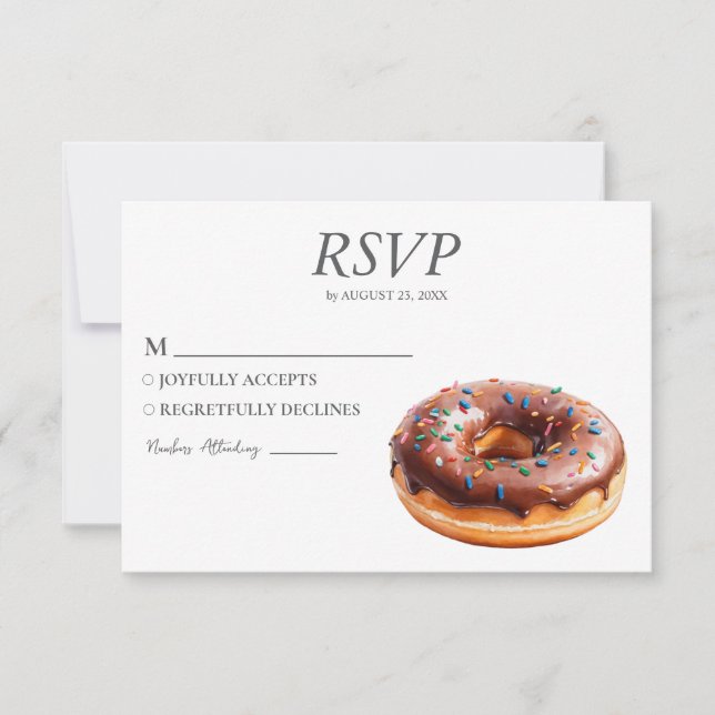 Acuarela Donut RSVP Boda de tarjetas Dulce (Anverso)
