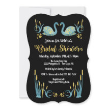 Acuarela dorada Swans Bridal Shower Invitación