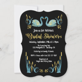 Acuarela dorada Swans Bridal Shower Invitación