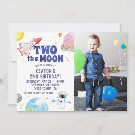 Acuarela dos invitaciones de cumpleaños al espacio