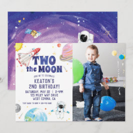 Acuarela dos invitaciones de cumpleaños al espacio