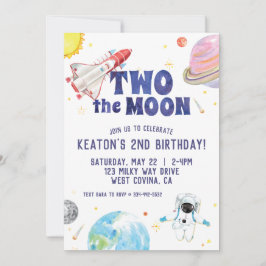 Acuarela dos invitaciones de cumpleaños al espacio