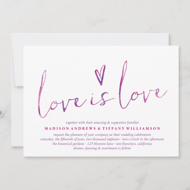 Acuarela El amor es el amor las invitaciones a la  (Anverso)