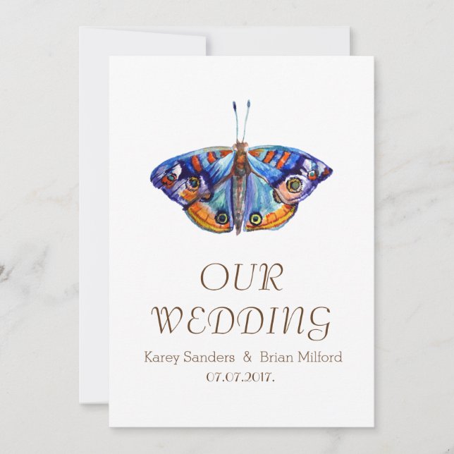 Acuarela , Elegante Invitación a la Boda (Anverso)