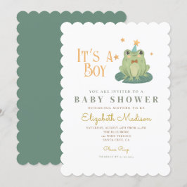 Acuarela es un niño Frog Invitación a Baby Shower