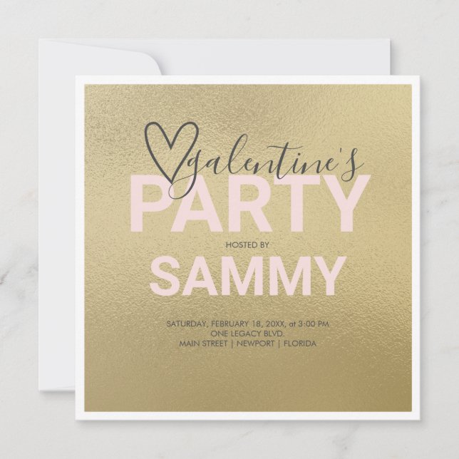 Acuarela Faux Gold y Fiesta de Galentine Rosa (Anverso)