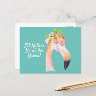 acuarela flamenca - en la postal de la playa