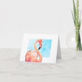 Acuarela Flamingo Saludo en blanco rosado