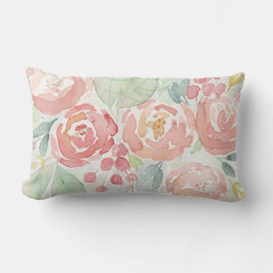 Acuarela Flor Estilo Almohada Lumbar