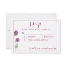 Acuarela Flor Silvestre Rosa Tarjeta de Respuesta 