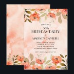 Acuarela Floral 50.ª invitaciones a fiestas de cum<br><div class="desc">Hermosas flores de color naranja y elegantes hojas resaltan las invitaciones de la fiesta de cumpleaños de estas mujeres,  divertidas para cualquier edad. COINCIDIENDO con los artículos de nuestra tienda.</div>