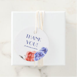 Acuarela Floral Azul invernal Gracias Etiquetas Fa