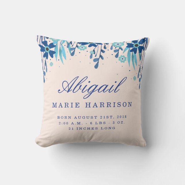 Acuarela Floral Bebé Anuncio de almohada (Anverso)