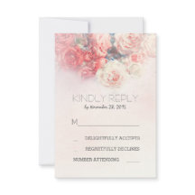acuarela floral bodas rosa tarjetas RSVP