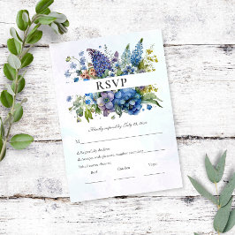 Acuarela floral bohemiana azul-violeta RSVP