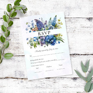 Acuarela floral bohemiana azul-violeta RSVP