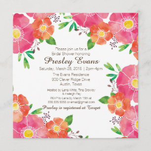 Acuarela Floral Bridal o Invitación Baby Shower