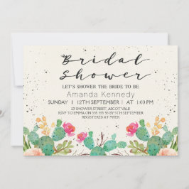Acuarela Floral Cactus Bridal Shower Invitación