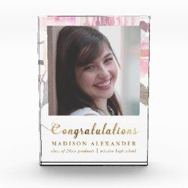 Acuarela floral de grado con foto y nombre