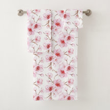 Acuarela Floral Flor de Cerezo Rosa Blanco