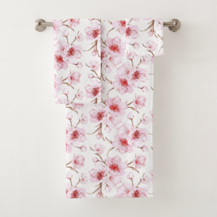 Acuarela Floral Flor de Cerezo Rosa Blanco