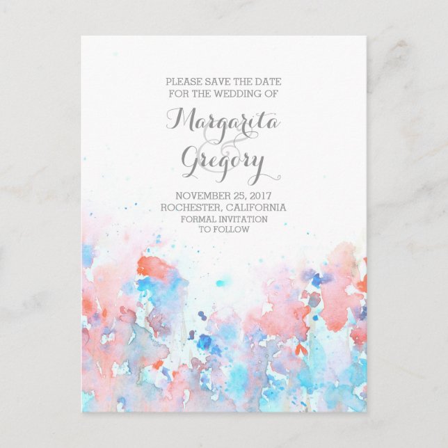 acuarela floral guardar las postales de fecha (Anverso)