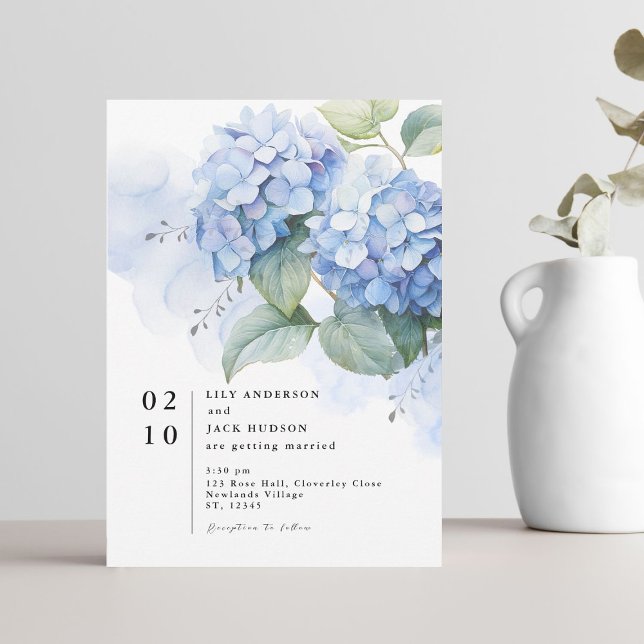 Acuarela Floral Hidrangea Invitación a la boda (Subido por el creador)