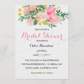Acuarela Floral Jardín Bridal Invitación a la duch