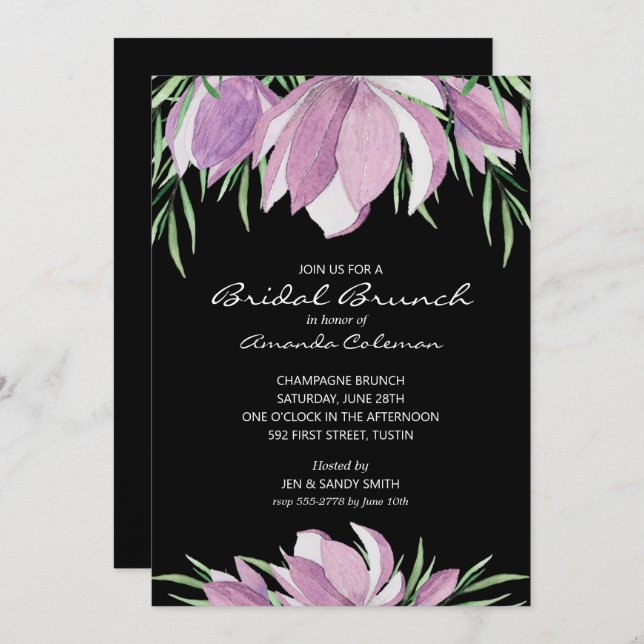 Acuarela Floral Magnolia Bridal Shower (Anverso / Reverso)