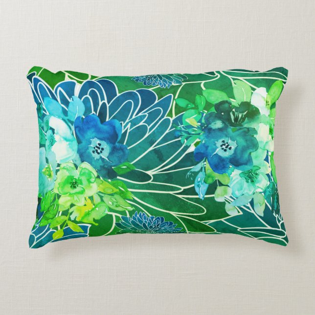 Acuarela Floral Mix Blues Almohada interior al air (Anverso)