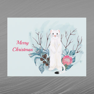 Acuarela floral rosa armiño blanco de Navidad
