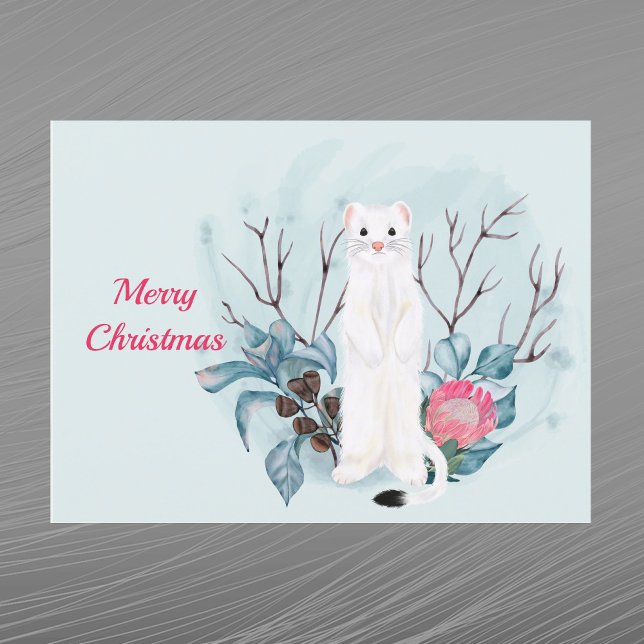 Acuarela floral rosa armiño blanco de Navidad (Subido por el creador)