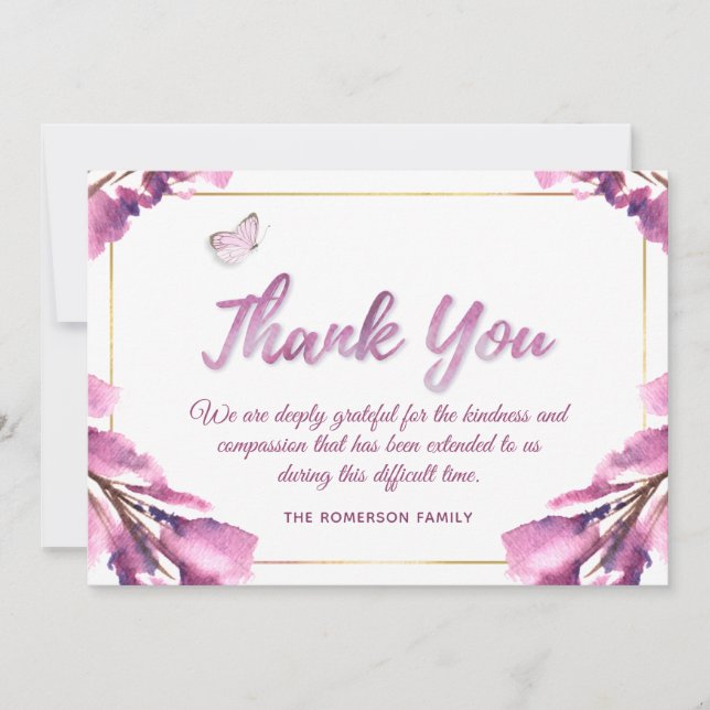 Acuarela Floral Rosa Gracias En Tarjeta De Memoria (Anverso)