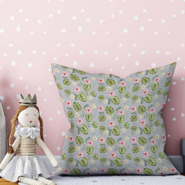 Acuarela floral rosa gris claro almohada de tiro