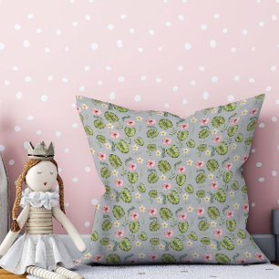 Acuarela floral rosa gris claro almohada de tiro