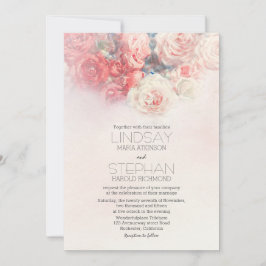 acuarela floral rubor rosa invitaciones a bodas