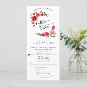 acuarela floral wreath invitación de boda w rsvp